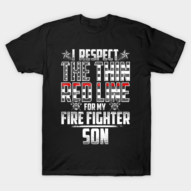 Fire Fighter Son Thin Red Line T-Shirt by wheedesign